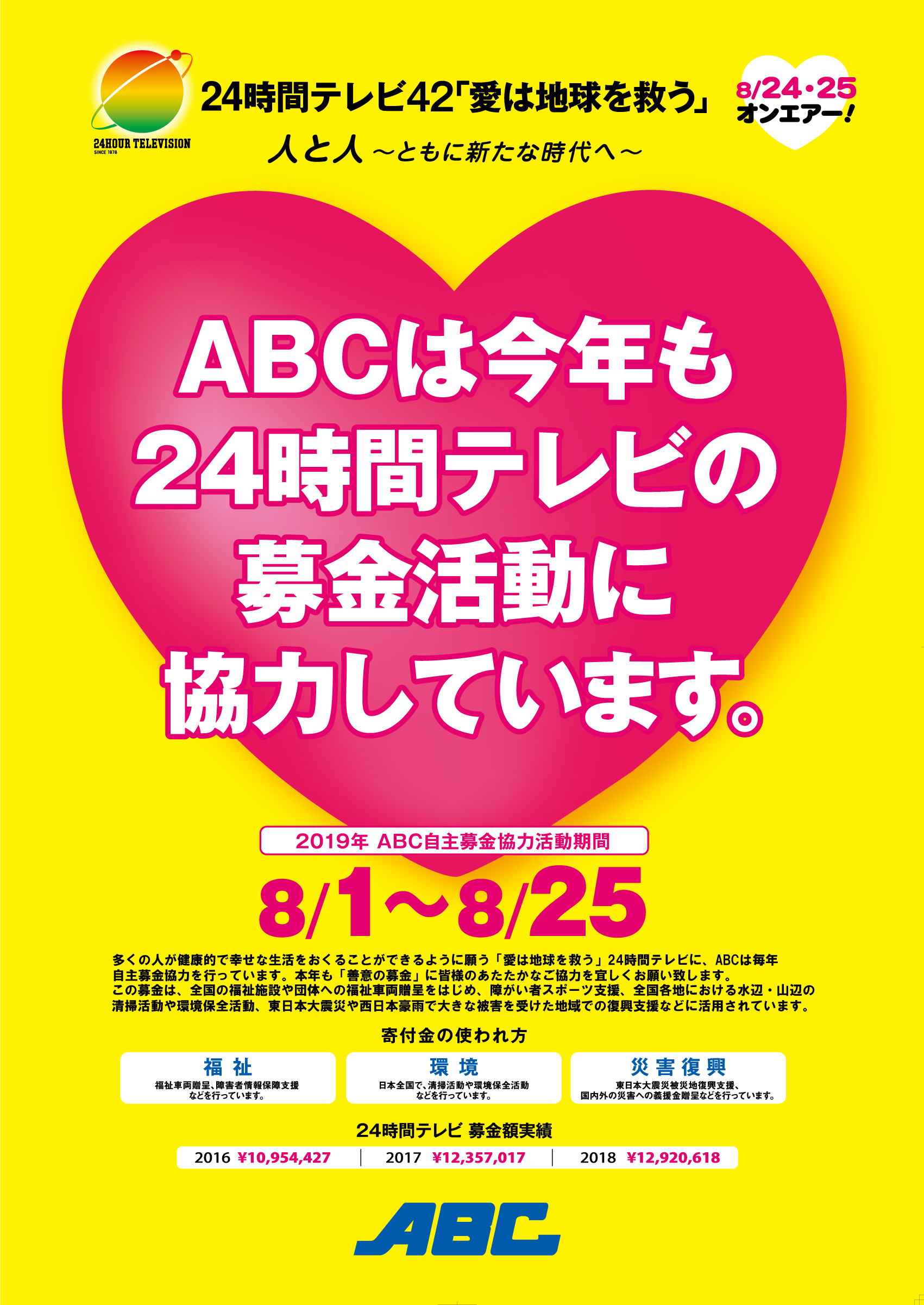 24時間テレビ42 自主募金活動協力のお知らせ 株式会社abc